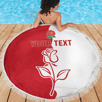 Personalized Rugby England Beach Blanket Red Rose Champions