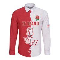 Personalized Rugby England Long Sleeve Button Shirt Red Rose Champions