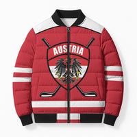 Austria Ice Hockey Custom Bomber Puffer Jacket Austrian Eagle Shield Red Version