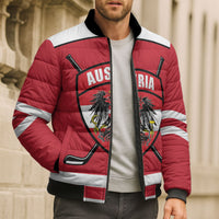 Austria Ice Hockey Custom Bomber Puffer Jacket Austrian Eagle Shield Red Version