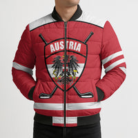 Austria Ice Hockey Custom Bomber Puffer Jacket Austrian Eagle Shield Red Version