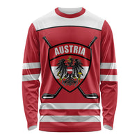 Austria Ice Hockey Custom Long Sleeve Shirt Austrian Eagle Shield Red Version