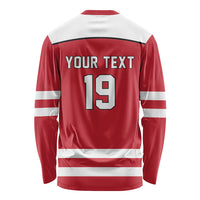Austria Ice Hockey Custom Long Sleeve Shirt Austrian Eagle Shield Red Version