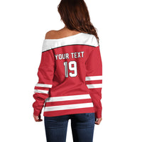 Austria Ice Hockey Custom Off Shoulder Sweater Austrian Eagle Shield Red Version