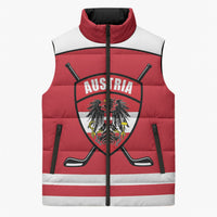 Austria Ice Hockey Custom Sleeveless Puffer Jacket Austrian Eagle Shield Red Version