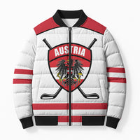Austria Ice Hockey Custom Bomber Puffer Jacket Austrian Eagle Shield White Version