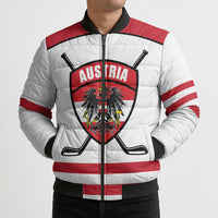 Austria Ice Hockey Custom Bomber Puffer Jacket Austrian Eagle Shield White Version