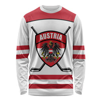 Austria Ice Hockey Custom Long Sleeve Shirt Austrian Eagle Shield White Version