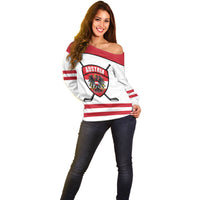Austria Ice Hockey Custom Off Shoulder Sweater Austrian Eagle Shield White Version