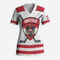 Austria Ice Hockey Custom Scrub Top Austrian Eagle Shield White Version