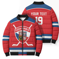 Czech Republic Ice Hockey Custom Bomber Puffer Jacket Czechia Lion Shield Red Version