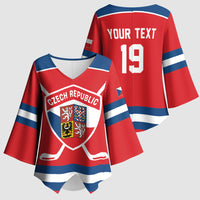Czech Republic Ice Hockey Custom Kimono Sleeve Blouse Czechia Lion Shield Red Version