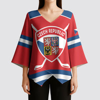 Czech Republic Ice Hockey Custom Kimono Sleeve Blouse Czechia Lion Shield Red Version