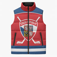 Czech Republic Ice Hockey Custom Sleeveless Puffer Jacket Czechia Lion Shield Red Version