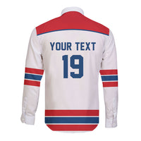 Czech Republic Ice Hockey Custom Long Sleeve Button Shirt Czechia Lion Shield White Version