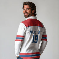 Czech Republic Ice Hockey Custom Long Sleeve Polo Shirt Czechia Lion Shield White Version
