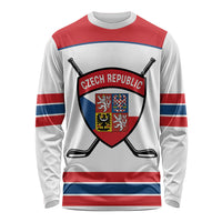 Czech Republic Ice Hockey Custom Long Sleeve Shirt Czechia Lion Shield White Version