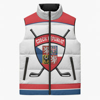 Czech Republic Ice Hockey Custom Sleeveless Puffer Jacket Czechia Lion Shield White Version