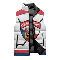 Czech Republic Ice Hockey Custom Sleeveless Puffer Jacket Czechia Lion Shield White Version