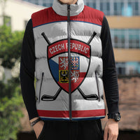 Czech Republic Ice Hockey Custom Sleeveless Puffer Jacket Czechia Lion Shield White Version