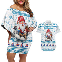 Iceland Christmas Couples Matching Off Shoulder Short Dress and Hawaiian Shirt Stekkjastaur Sheep-Cote-Clod LT19