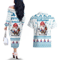 Iceland Christmas Couples Matching Off The Shoulder Long Sleeve Dress and Hawaiian Shirt Stekkjastaur Sheep-Cote-Clod LT19