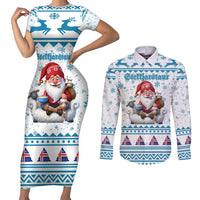 Iceland Christmas Couples Matching Short Sleeve Bodycon Dress and Long Sleeve Button Shirt Stekkjastaur Sheep-Cote-Clod LT19