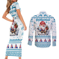 Iceland Christmas Couples Matching Short Sleeve Bodycon Dress and Long Sleeve Button Shirt Stekkjastaur Sheep-Cote-Clod LT19