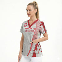 Custom Poland Volleyball 2026 Scrub Top Polska Siatkowka 3 Time Champions