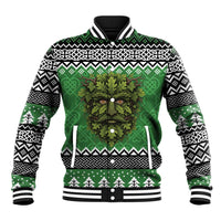 Personalized Anglesey Wales Christmas Baseball Jacket Green Man Celtic Knot - Wonder Print Shop