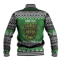 Personalized Anglesey Wales Christmas Baseball Jacket Green Man Celtic Knot - Wonder Print Shop