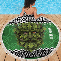 Personalized Anglesey Wales Christmas Beach Blanket Green Man Celtic Knot - Wonder Print Shop