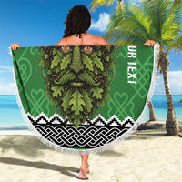 Personalized Anglesey Wales Christmas Beach Blanket Green Man Celtic Knot - Wonder Print Shop