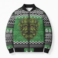 Personalized Anglesey Wales Christmas Bomber Puffer Jacket Green Man Celtic Knot - Wonder Print Shop