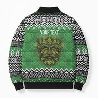 Personalized Anglesey Wales Christmas Bomber Puffer Jacket Green Man Celtic Knot - Wonder Print Shop