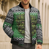 Personalized Anglesey Wales Christmas Bomber Puffer Jacket Green Man Celtic Knot - Wonder Print Shop