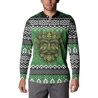 Personalized Anglesey Wales Christmas Button Sweatshirt Green Man Celtic Knot - Wonder Print Shop