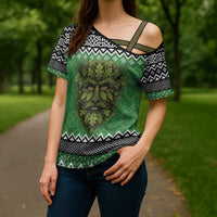 Personalized Anglesey Wales Christmas Cross Shoulder Shirt Green Man Celtic Knot - Wonder Print Shop