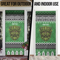 Personalized Anglesey Wales Christmas Door Cover Green Man Celtic Knot - Wonder Print Shop