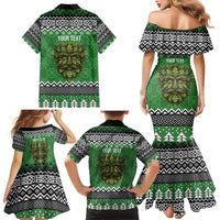 Personalized Anglesey Wales Christmas Family Matching Mermaid Dress and Hawaiian Shirt Green Man Celtic Knot - Wonder Print Shop