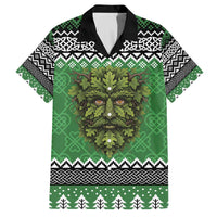 Personalized Anglesey Wales Christmas Family Matching Off The Shoulder Long Sleeve Dress and Hawaiian Shirt Green Man Celtic Knot - Wonder Print Shop