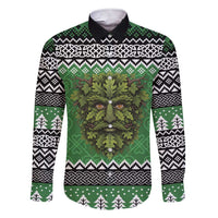 Personalized Anglesey Wales Christmas Family Matching Short Sleeve Bodycon Dress and Hawaiian Shirt Green Man Celtic Knot - Wonder Print Shop