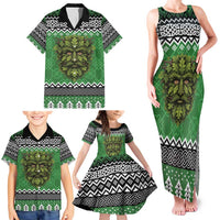 Personalized Anglesey Wales Christmas Family Matching Tank Maxi Dress and Hawaiian Shirt Green Man Celtic Knot - Wonder Print Shop