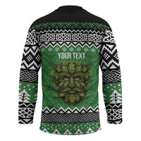 Personalized Anglesey Wales Christmas Hockey Jersey Green Man Celtic Knot - Wonder Print Shop