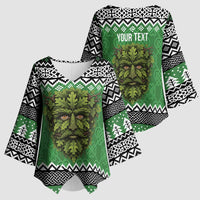 Personalized Anglesey Wales Christmas Kimono Sleeve Blouse Green Man Celtic Knot - Wonder Print Shop