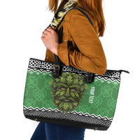 Personalized Anglesey Wales Christmas Leather Tote Bag Green Man Celtic Knot - Wonder Print Shop