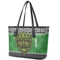 Personalized Anglesey Wales Christmas Leather Tote Bag Green Man Celtic Knot - Wonder Print Shop