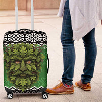 Personalized Anglesey Wales Christmas Luggage Cover Green Man Celtic Knot - Wonder Print Shop