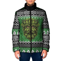 Personalized Anglesey Wales Christmas Padded Jacket Green Man Celtic Knot - Wonder Print Shop