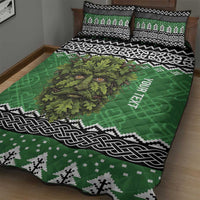 Personalized Anglesey Wales Christmas Quilt Bed Set Green Man Celtic Knot - Wonder Print Shop